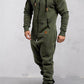 Jumpsuit met capuchon van fleece in effen kleur