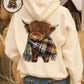 🎄🎅KERSTUITVERKOOP 50% KORTING!!🎁Schattig Highland Cow-sweatshirt met capuchon en fleecevoering🦬