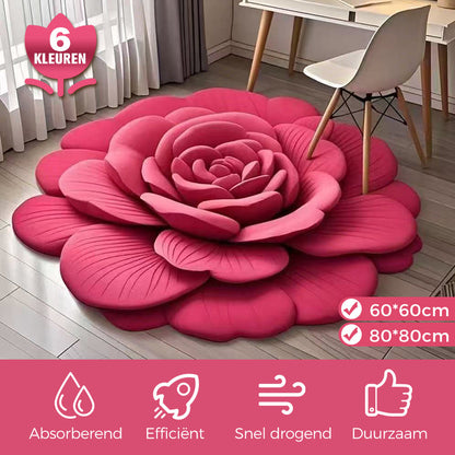 Vloermat met Bloemen van Pluche & Diatomeeënaarde