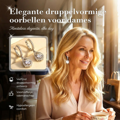💎 50% KORTING! ✨ Druppel Hoepel Oorbellen – Stralend Zirkoon, Pavé Zetting, Goud of Zilver Afwerking Voor Tijdloze Elegantie 🎠