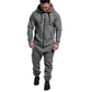 Jumpsuit met capuchon van fleece in effen kleur