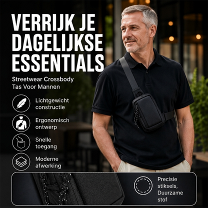 🎒 NU 50% KORTING! 🏙️ Urban Sling Bag voor heren – Lichtgewicht en waterdicht – Verstelbare riem, perfect voor woon-werkverkeer of op reis – modern en praktisch 💼✨
