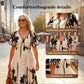 👗 50% KORTING NU! 🌿 Zachte Botanische Print V-Hals Midi Jurk – Elegant, Lichtgewicht & Veelzijdig voor Elke Gelegenheid 🌸