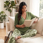 🥳 2026 MEGA-UITVERKOOP: 50% KORTING! 🥳 💞Dames set: blouse met V-hals en bedrukte broek met wijde pijpen