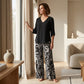🥳 2026 MEGA-UITVERKOOP: 50% KORTING! 🥳 💞Dames set: blouse met V-hals en bedrukte broek met wijde pijpen