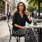 🥳 2026 MEGA-UITVERKOOP: 50% KORTING! 🥳 💞Dames set: blouse met V-hals en bedrukte broek met wijde pijpen