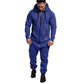 Jumpsuit met capuchon van fleece in effen kleur