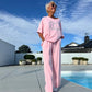 Casual Tweedelige Dames Set – Effen Top & Losse Broek | Comfortabel & Stijlvol voor Elke Dag