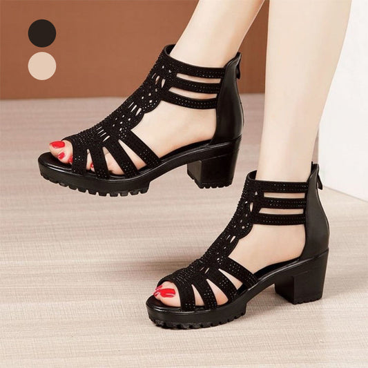 🔥Zolang de Voorraad Strekt 50% KORTING!🎉 Dames Anti-Slip Peep-Toe Chunky Sandalen