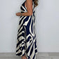 V-hals geprinte mouwloze maxi-jurk