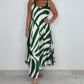V-hals geprinte mouwloze maxi-jurk