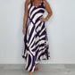 V-hals geprinte mouwloze maxi-jurk