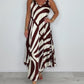 V-hals geprinte mouwloze maxi-jurk