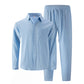 Heren Linnen Lange Mouwen Shirt en Lange Broek 2-delige Set