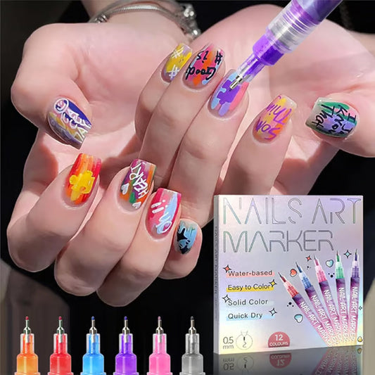 🔥Laatste Dag Promotie 50% KORTING🔥 ✨12 Kleuren Nail Art Pens Set