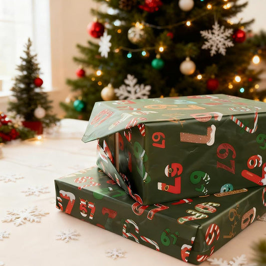 🔥50% KORTING✨Digitaal Kerst Inpakpapier🎁Moderne Print, Levendige Kleuren, Rolformaat✨