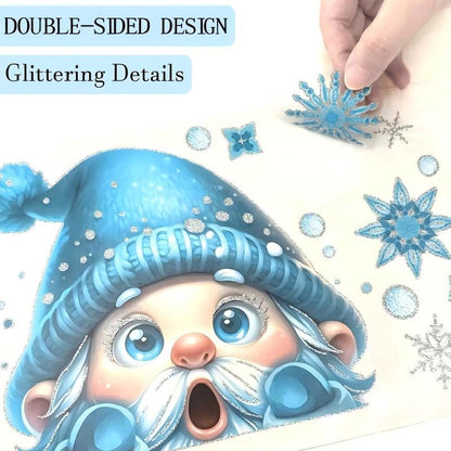 Glitterende Kerstraamstickers 9-delige Set