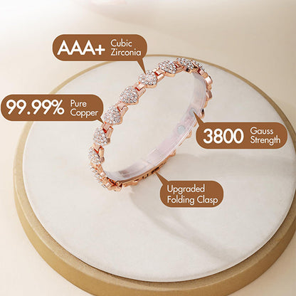Dames Stralend Hartvormige Magnetische Koperen Armbanden