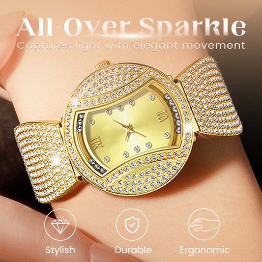 Dames elegante quartz horloge met fonkelende strass