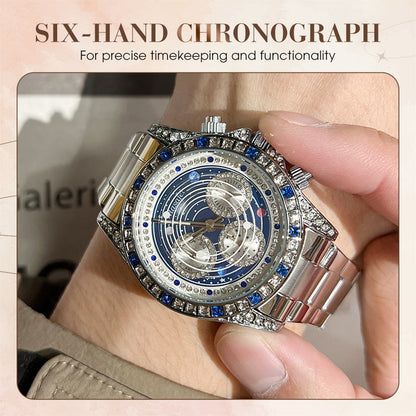 🌟TINAIBIN Twaalf Dierenriem & Sterrenhemel Diamant Automatisch Skelet Horloge voor Heren⌚✨