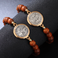 Unisex verstelbare houten kralenarmband van Sint-Benedictus