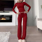Casual top en broek voor dames, 2-delige set