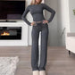 Casual top en broek voor dames, 2-delige set