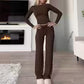 Casual top en broek voor dames, 2-delige set