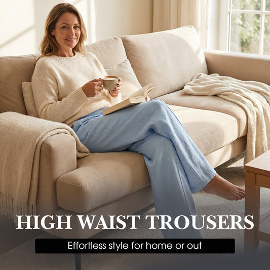 Casual Damesbroek met Hoge Taille en Wijde Rechte Pijpen