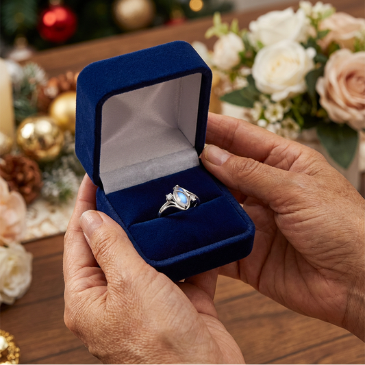 ✨💍 Koop 1 Krijg 1 Gratis 🔥 Geometrische Ovale Maansteen Ring met Zirkonia Accenten – Mystiek, Sprankelend & Tijdloos Elegant! 🌙✨