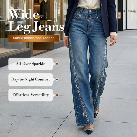 Dames jeans met strass en wijde pijpen