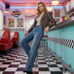 Dames jeans met strass en wijde pijpen