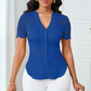 🌼LAATSTE DAG AANBIEDING - 60% KORTING👚Dames zomerblouse met V-hals, kanten mouwen en knoopsluiting