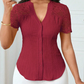 🌼LAATSTE DAG AANBIEDING - 60% KORTING👚Dames zomerblouse met V-hals, kanten mouwen en knoopsluiting