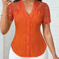 🌼LAATSTE DAG AANBIEDING - 60% KORTING👚Dames zomerblouse met V-hals, kanten mouwen en knoopsluiting