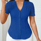 🌼LAATSTE DAG AANBIEDING - 60% KORTING👚Dames zomerblouse met V-hals, kanten mouwen en knoopsluiting