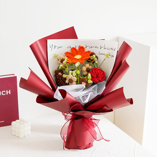 💘 Tijdelijke aanbieding💐 Handgemaakt Gehaakt Bloemenboeket | Blijvende Schoonheid & Allergievriendelijk | Kant-en-Klaar Cadeau