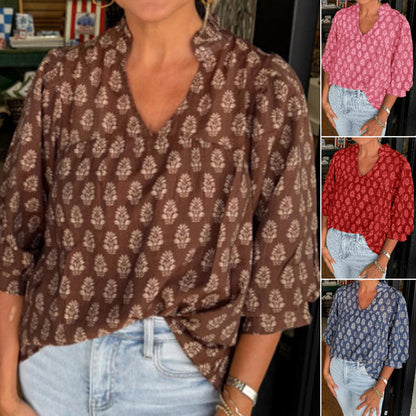 💎 -50% ON FLOWY PRINTED TOPS! 💎 Flattering V-Neck, Unique Prints & Relaxed Fit for Everyday Style 👚🌸