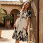 👗 50% KORTING NU! 🌿 Zachte Botanische Print V-Hals Midi Jurk – Elegant, Lichtgewicht & Veelzijdig voor Elke Gelegenheid 🌸