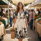 👗 50% KORTING NU! 🌿 Zachte Botanische Print V-Hals Midi Jurk – Elegant, Lichtgewicht & Veelzijdig voor Elke Gelegenheid 🌸