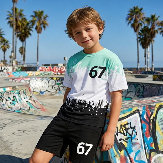 Jongensset: 3D-print T-shirt & short