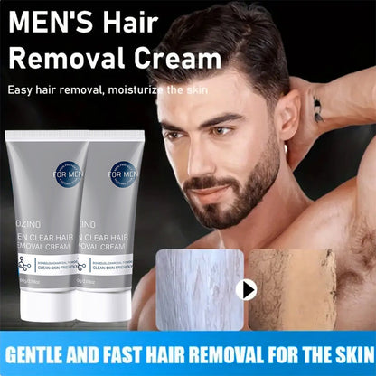 🧔Snelwerkende ontharingscrème voor mannen | Voor grove lichaamsbeharing – borst, rug, benen en oksels – pijnloze formule die binnen 5–10 minuten werkt 🌿💪