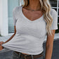 Slim Fit Basic V-Hals Top voor Dames