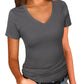 Slim Fit Basic V-Hals Top voor Dames