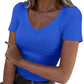 Slim Fit Basic V-Hals Top voor Dames