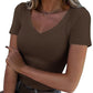 Slim Fit Basic V-Hals Top voor Dames