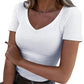 Slim Fit Basic V-Hals Top voor Dames