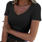 Slim Fit Basic V-Hals Top voor Dames