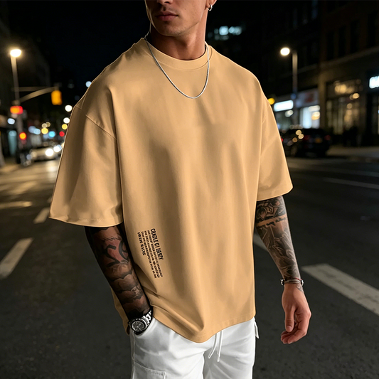 ✨ Heren T-shirt met korte mouwen en losse pasvorm – Premium katoenmix, urban print & oversized casual stijl🏙️