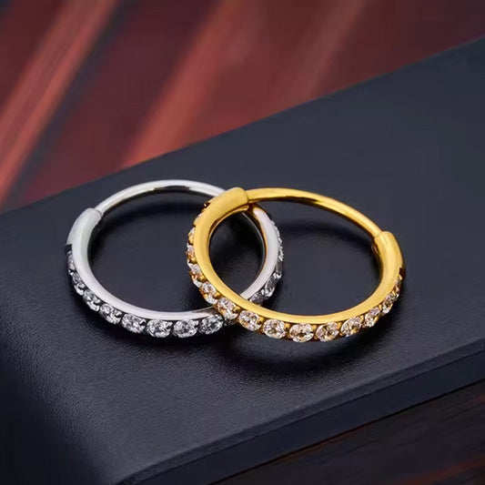 📢📢50% KORTING!! ⏰Koperen Naadloze Neusring met Stenen – Ook Geschikt als Oorbel – Elegant & Comfortabel